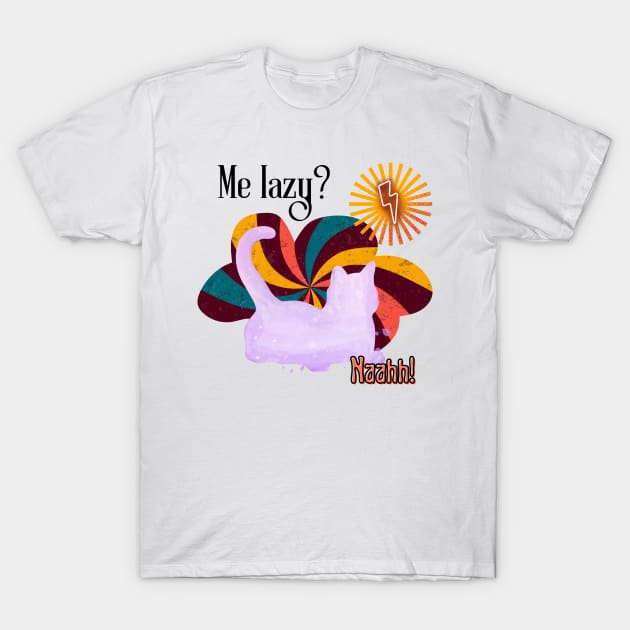 Relaxed purple cat on a psychedelic cloud T-Shirt by Sardonic Neko